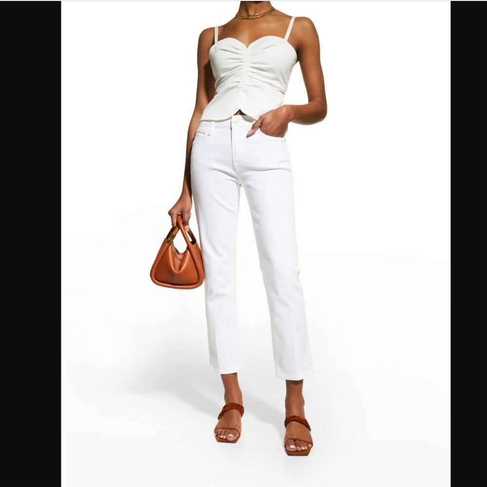 NWT Frame - Le Sylvie Crop High Side Slit in Blanc